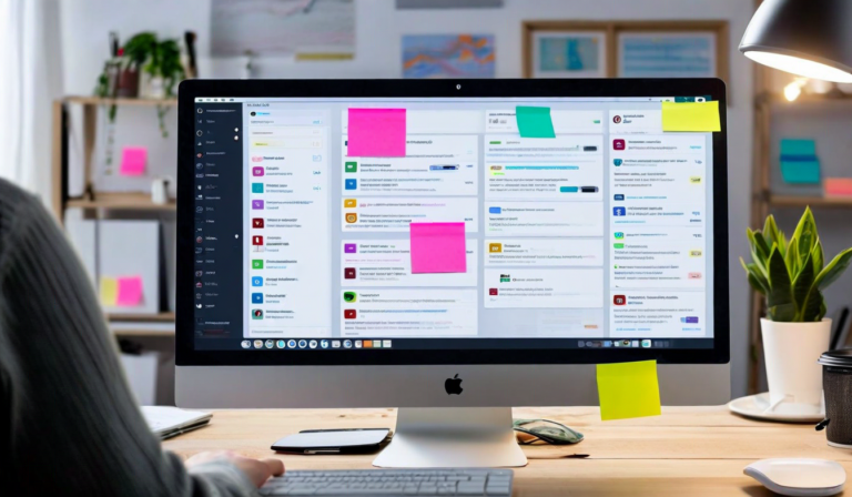 Designer reviewing cluttered Slack thread with feedback comments